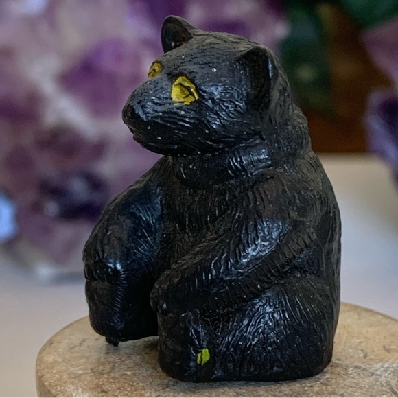 Vintage Black Forest Bear W Yellow Eyes Plastic Figure Toy JC Hong Kong 1 3/8" - Picture 7 of 11